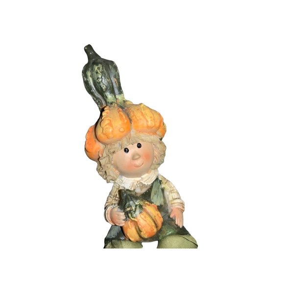 Fall/ Autumn Decor- Children with gourd Hats Sitting on Logs - Picture 3 of 9